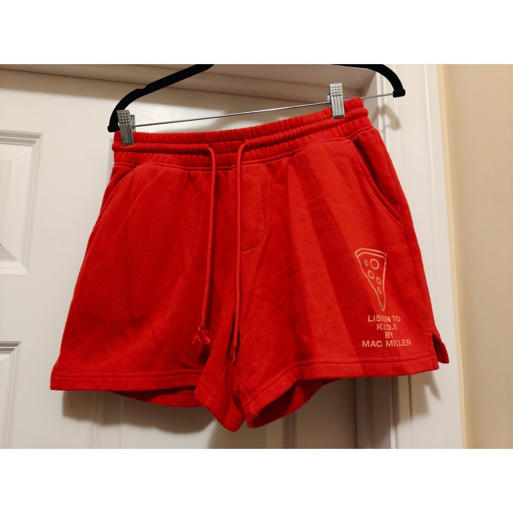 Mac Miller Listen to KIDS Red Sweat Shorts Pizza Graphic Mens Medium Streetwear